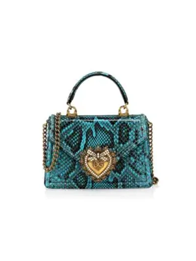 Dolce & Gabbana Women's Devotion Python Top Handle Bag In Turquoise