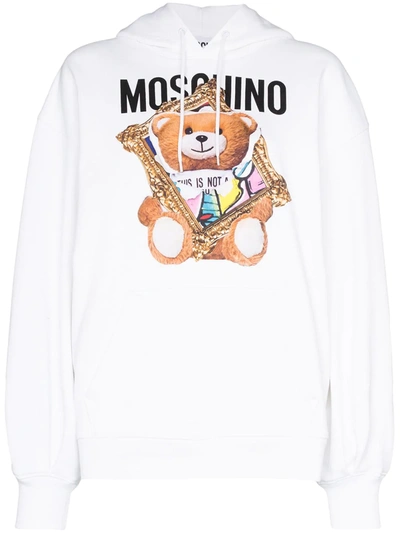 Moschino Oversized Printed French Cotton-terry Hoodie In White