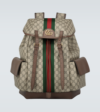 Gucci Ophidia Gg Medium Backpack In Brown