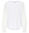See By Chloé Lace-trimmed Cotton-jersey Top In White