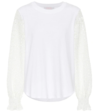 See By Chloé Lace-trimmed Cotton-jersey Top In White