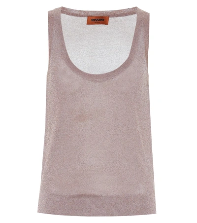 Missoni Metallic Knit Tank Top In Beige