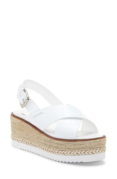 Vince Camuto Women's Marietten Flatform Wedge Sandals Women's Shoes In White Leather