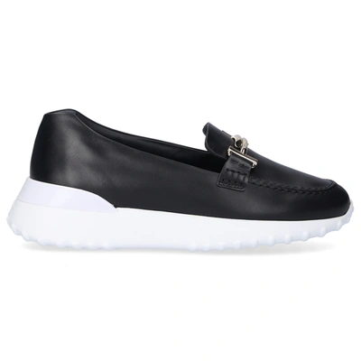 Tod's Tod S Double T Front High Sole Slide-on Loafers In Black