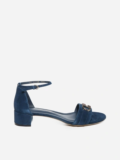 Ferragamo Como Suede Sandals In Mezcal Teal