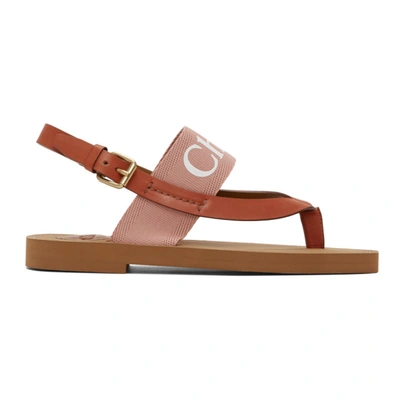 Chloé Logo-print Leather Sandals In Brown