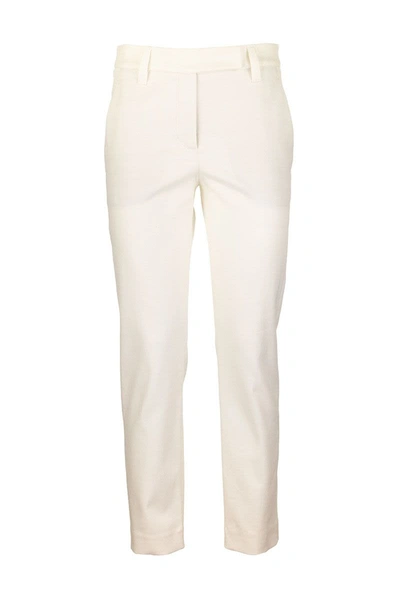 Brunello Cucinelli Stretch Cotton Cover Slim Fit Trousers In Milk