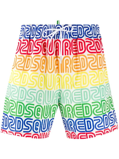 Dsquared2 Logo Print Nylon Swim Shorts In Multi
