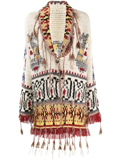 Etro Coat Euro Poncho Jacket In Jacquard With Fringes In Multicolor