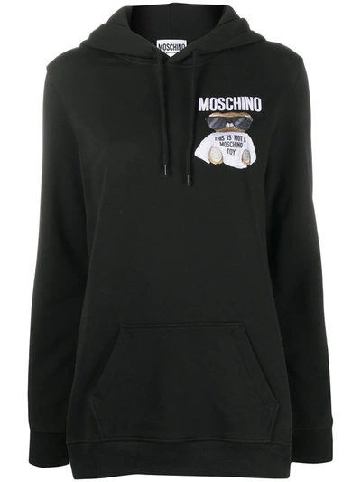 Moschino Teddy Bear Logo-print Hoodie In Black