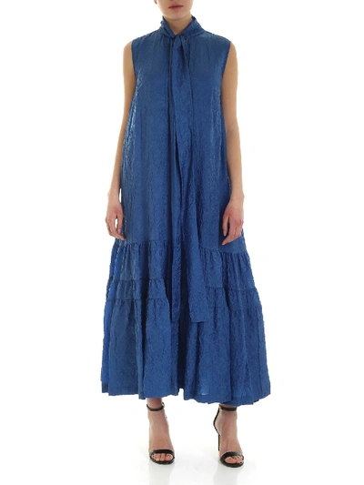 Rochas Wrinkled Sleeveless Tied Dress In Blue