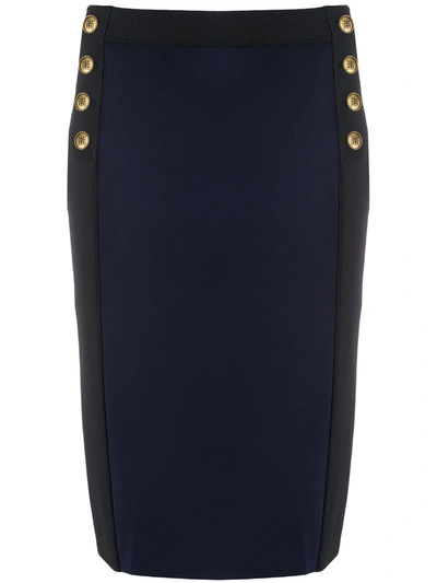 Givenchy Embellished Button Pencil Skirt In Blue