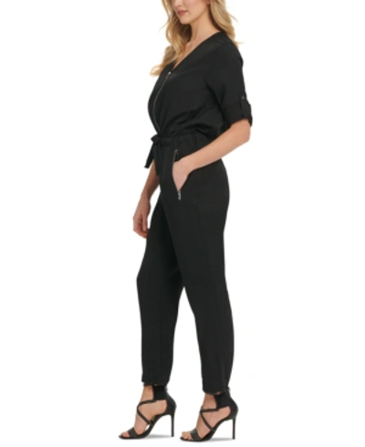 Dkny Foundation Long-sleeve Jumpsuit In Black