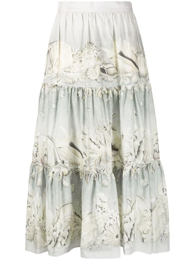 Weekend Max Mara Tiered Seashell-print Skirt In Lt/pas Bwn