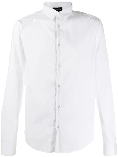 Emporio Armani Slim Fit Seersucker Button-up Shirt In White