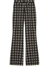 Gucci Square-g Logo Print Faille Crop Flare Pants In Black