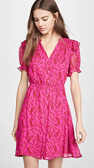 Ba&sh Matcha Floral Short Sleeve Dress In Fuchsia | ModeSens