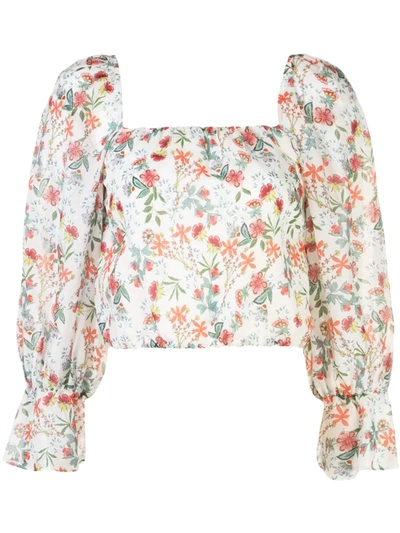 Alice And Olivia Women's Floral Silk-blend Cropped Blouson Top In Blbelsftwh