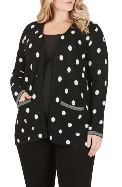 Foxcroft Brighton Dot Jacquard Cardigan In Black