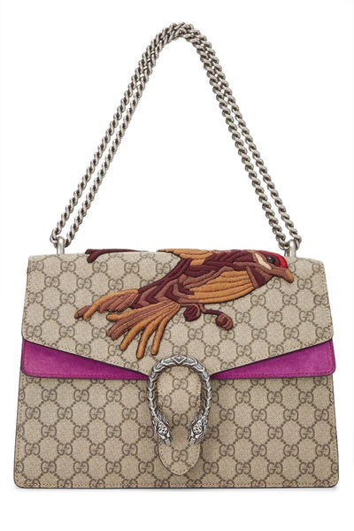 Pre-owned Gucci Purple Embroidered Gg Supreme Canvas Dionysus Bag Medium