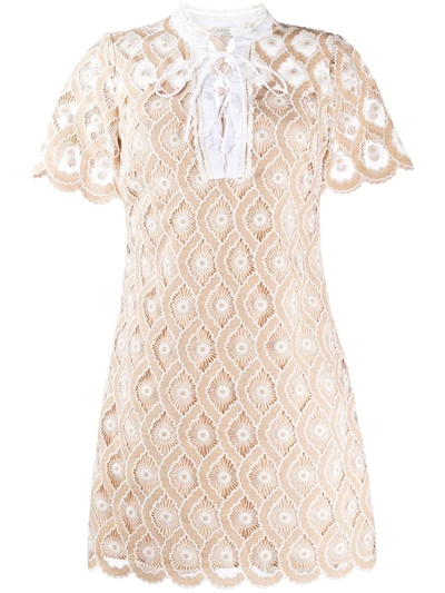 Sandro Yanni Broderie Anglaise Mini Dress In Beige