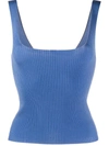 Sandro Ribbed Knit Cropped Vest Top In Blue