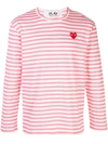 Comme Des Garçons Play Long-sleeved Stripe Print T-shirt In Pink