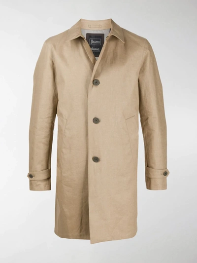 Herno Natural Flax Trench Coat In Neutrals