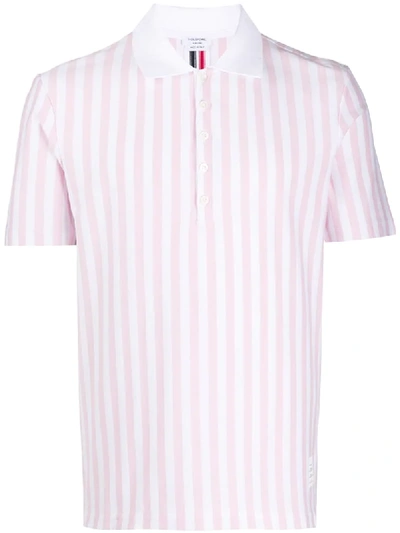 Thom Browne Rwb Stripe Polo Shirt In Pink