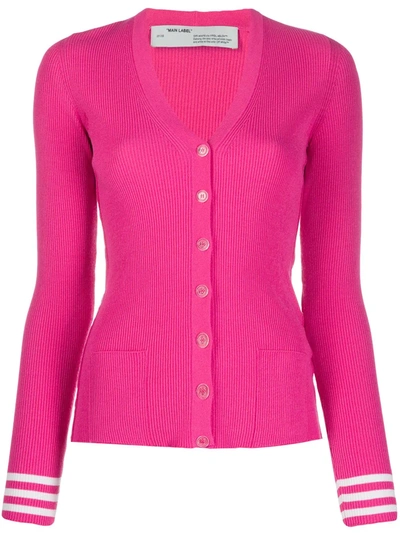 Off-white Knit Industrial Cardigan Fuchsia In Pink