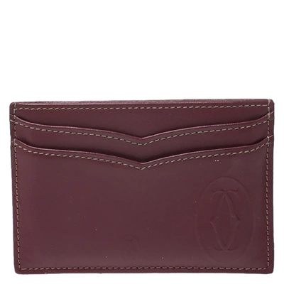 Pre-owned Cartier Burgundy Leather Card Holder