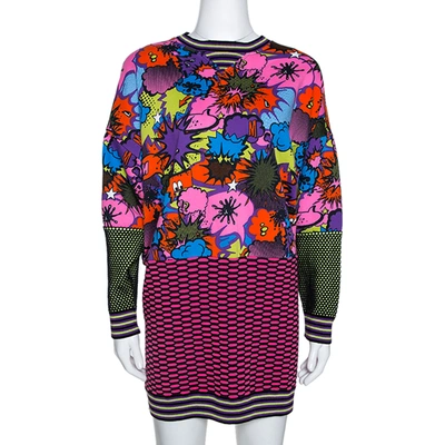 Pre-owned M Missoni Multicolor Pop Art Print Rib Knit Sweater Dress S
