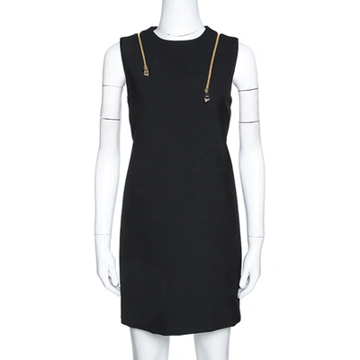Pre-owned Versace Collection Black Knit Shoulder Zip Detail Sleeveless Dress S