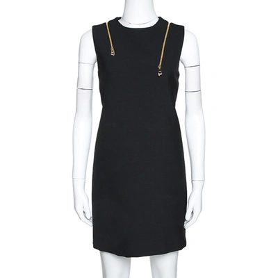 Pre-owned Versace Collection Black Knit Shoulder Zip Detail Sleeveless Dress M