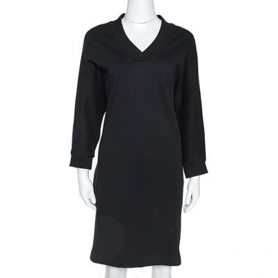 Pre-owned Kenzo Black Cotton Fleece Logo Print Sweatshirt Dress S