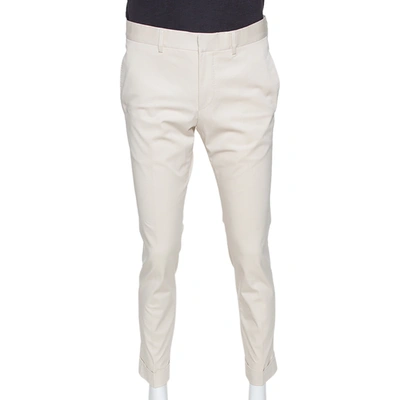 Pre-owned Gucci Cream Stretch Cotton Regular Fit Pants M
