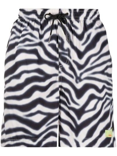 Daily Paper Zebra Print Swim Shorts In Black