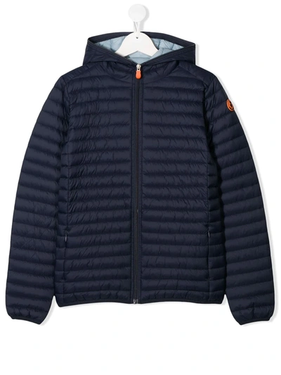 Save The Duck Teen Quilted Padded Jacket In Blue