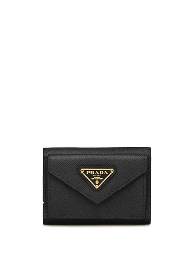 Prada Small Saffiano Wallet In Black