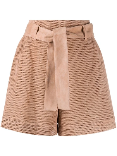 Drome Perforated Leather Shorts In Pink
