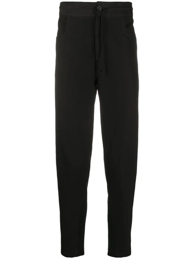 Ann Demeulemeester Ribbed Panel Drawstring Trousers In Black