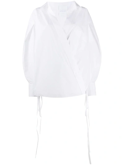 Valentino V-neck Long Sleeve Shirt In White