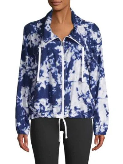 Nanette Lepore Tie-dyed Stand Collar Jacket In Blue