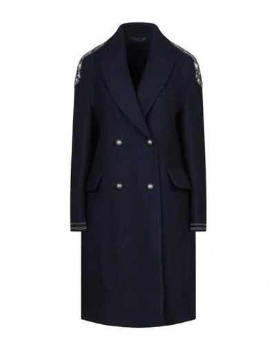 Ermanno Scervino Coat In Dark Blue