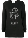 Alberta Ferretti Love Me Starlight Aries Embellished Organic Cotton-jersey Sweatshirt In Black/fant Ivory