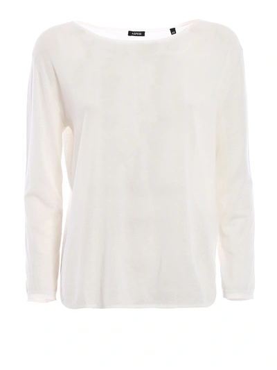 Aspesi Light Cotton Boat Neck Jumper In White