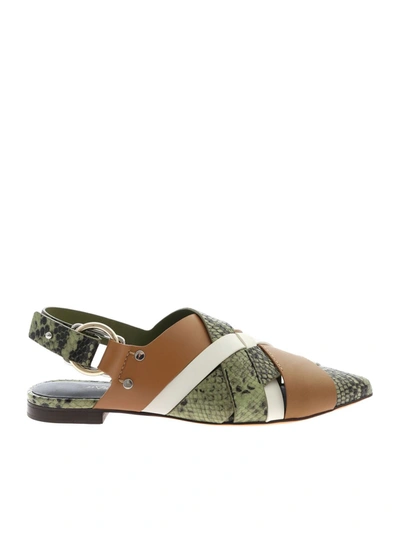 Phillip Lim Mules Deanna In Green And Brown In Animal Print