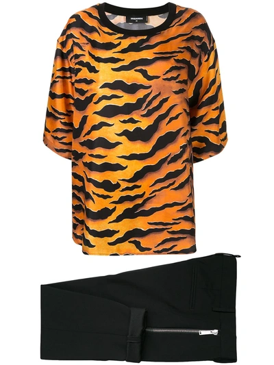 Dsquared2 Tiger Camouflage T-shirt In Animal Print