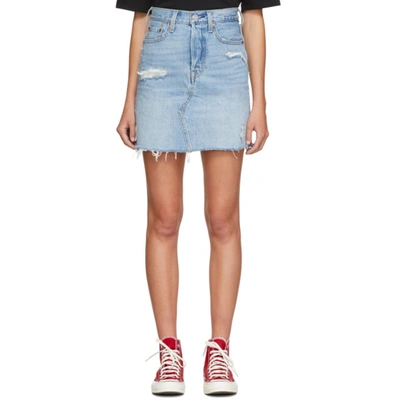 Levi's Levis Blue Deconstructed Denim Miniskirt In Light Blue