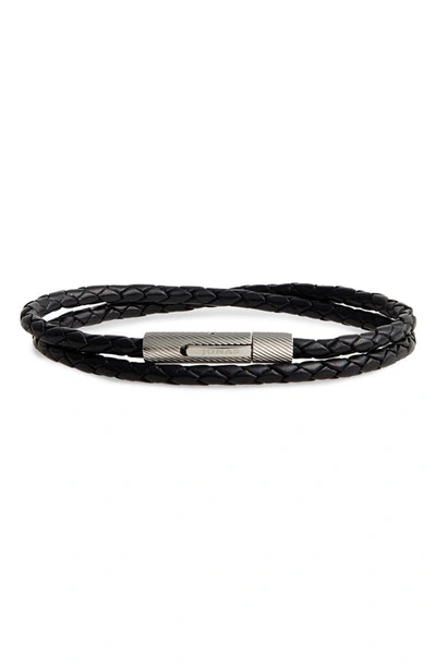 Jonas Studio Braided Leather Wrap Bracelet In Black